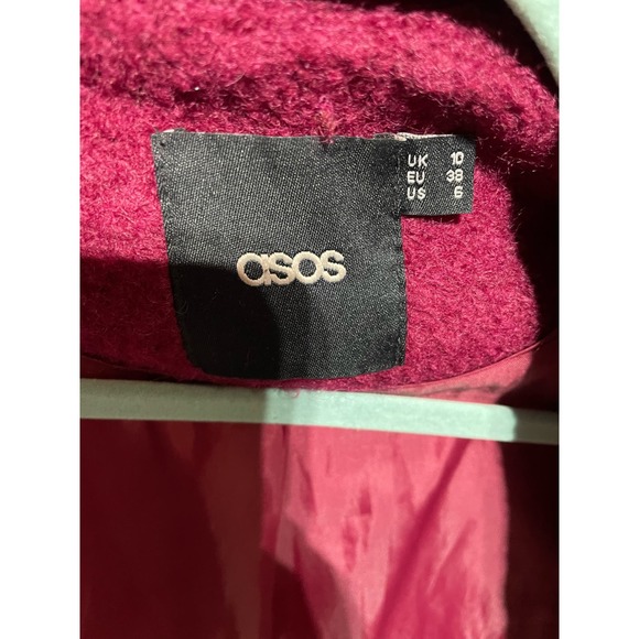 ASOS cranberry‎ color SZ US 6 coat - 40% wool - Picture 3 of 6